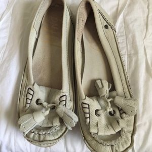 White loafer moccasins
